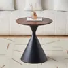 Mesa de centro de madera maciza color crema, estilo nórdico, para salas de estar del hogar, combinación para apartamentos pequeños, moderna, simple, redonda, móvil