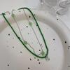 Collar de Cadena para Clavícula con Hilo de Hierba de la Suerte Estilo Ins, Cristales Verdes Superpuestos, Cadena para el Cuello con Diseño Mori Nicho, Delicado