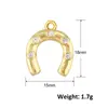 Atacado Transfronteiriço Pingente em Forma de U com Estampa de Ferradura Ouro Real Banhado Cobre Charme que Preserva a Cor Acessórios para Pulseira Colar Brincos DIY
