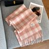 Bufanda Larga de Lana 100% a Cuadros Finos Vintage Estilo Coreano Otoño e Invierno Elegante Combinable Chal Pequeño Bufanda de Doble Uso para Mujer