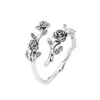 Anillo Ajustable de Apertura Estilo Bosque Retro Literario y Artístico Rosa Viejo, Fresco y Dulce Elegante, Diseño de Nicho Versátil