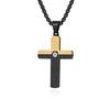FUENTE Fábrica nueva grieta dos colores eléctrico hombres cruz collar acero inoxidable suéter cadena accesorios transfronterizos