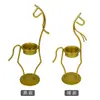 Decoração Elegante para Casa: um Par de Castiçais de Artesanato em Metal, Simples Castiçais de Animais em Ferro para Decoração de Ambiente