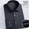 Camisa de manga comprida de lã merino australiana, outono e inverno, camisa masculina de negócios de alta qualidade, grossa, lavável à máquina, não passável