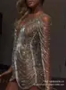 Vestidos de Noche con Pedrería Disfraces para Mujer Dropshipping Cadena de Cristal Sexy Caliente Vestido de Graduación a la Rodilla Disfraces para Reuniones de Fiesta