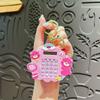 Criativo arco-íris morango urso calculadora dos desenhos animados carro chaveiro feminino requintado casal saco escolar pingente bonito pequeno presente