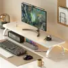 Soporte de altura ajustable para computadora de escritorio workstation para oficina en casa, estante para almacenamiento de teclado, soporte elevador para monitor