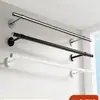 Barra para secar ropa de pared lateral para balcón, tendedero de montaje lateral para uso doméstico, barra fija de armario para colgar por el lado, barra para secar ropa montada en la pared