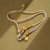 Xizang DIY Tecido à Mão Esfregado à Mão Colar de Oito Fios Pulseira Corrente de Contas com Thangka Wen Play Fio Colorido Colar Cor
