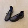 Versión de Cuero Suave~Mocasines Retro de Tacón Grueso para Mujer Nuevos Versátiles Negros sin Cordones Zapatos Pequeños de Cuero Elegantes para Ir al Trabajo Zapatos Individuales