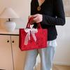 Bolsa de Mão com Estampa de Estilo Chinês Feminina 2025 Nova Retrô de Alta Qualidade Vermelha Bolsa de Casamento Bolsa Tote de Grande Capacidade
