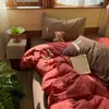 Juego de Cuatro Piezas de Algodón Esponjoso Combinado, Juego de Tres Piezas de Sábana y Funda Nórdica Estilo Perezoso para Dormitorio de Estudiante, Juego de Cuatro Piezas 100% Algodón