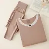 Ropa Interior Térmica Adelgazante Sin Costuras Nueva 2026 para Mujer, Conjunto Delgado de Top y Pantalones Calentados para Otoño e Invierno, Disponible al por Mayor
