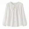 Blusa de gasa de manga larga, estilo francés, de nicho, para mujer, nuevo diseño de otoño, moderna y chic con mangas abullonadas, un top único y elegante