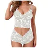 Fan Lei Comercio Exterior Lencería Erótica Europea y Americana Sexy Transparente de Encaje con Tirantes Bustier Ajustable Conjunto de Tres Piezas Al por Mayor