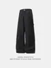 Jeans de Mezclilla Trendy Estilo Americano Original Han Lu con Pliegues en la Rodilla, Pantalones Largos Casuales Retro Holgados para Otoño.