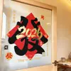 2027 Todo Va Bien Rojo Pegatinas Electrostáticas para Ventana Centro Comercial Decoración Atmósfera de Año Nuevo Ovejas en el Camino a la Riqueza Pegatinas para Puerta de Vidrio de Tienda