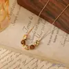 Ani Beni Original Otoño e Invierno Versátil Perla Ojo de Tigre Natural Piedra Collar para Mujer Cadena de Suéter de Cuentas de Piedra Asimétrica