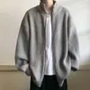 Cárdigan de Punto para Hombre Primavera y Otoño Estilo Japonés Retro Estilo Holgado Perezoso Prendas de Punto Exteriores Chaqueta de Punto con Cremallera para Hombre