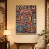 Pintura Colgante Thangka Cinco Colores Dios Amarillo de la Riqueza Pintura Decorativa de Entrada Estatua de Buda de Xizang Dios de la Riqueza Mural de Riqueza para Sala de Estar Oficina