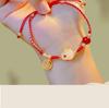 Pulsera de Conejo de Cuerda Trenzada Roja para Mujer, Pulsera de Cordón Ajustable con Amuleto de la Suerte, Accesorio Versátil para la Mano para el Año del Conejo, Pulsera del Festival del Bote del Dragón