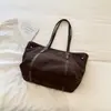 Bolso de gran capacidad, estilo vintage relajado - Nueva colección 2026, color liso, moderno bolso tote estilo coreano, simple y versátil para el trabajo