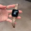Adequado para Apple iWatch S10, Huawei 11/Progt345, Xiaomi 89, Redmi 6, Pulseira de Relógio Feminina com Três Contas Cheias de Diamante