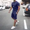 Nuevo Traje de Verano para Hombre Europeo y Americano, Ropa de Calle para Hombre, Pantalones Cortos de Manga Corta, Traje Deportivo Casual para Hombre de Talla Grande