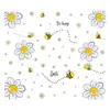 Pegatinas de Pared Estilo Bohemio Flor de Margarita Abejita Linda de Dibujos Animados Pegatinas de PVC Autoadhesivas Decoración de Pared de Dormitorio