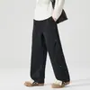 Calça de moletom cinza, com caimento solto e perna larga, para homens, primavera e outono, calça casual com cordão solto, calça esportiva, estilo casual de perna reta, calça versátil