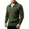 Suéter trançado masculino com gola V, espessado para outono e inverno, pulôver trançado retrô estilo europeu e americano