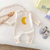 Macacão infantil primavera e outono manga longa estampa de lua macacão de corpo inteiro algodão estilo coreano roupa de baixo masculina e feminina para bebê