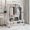 Perchero vertical de pie para ropa perchero colgante para ropa de dormitorio móvil con ruedas hogar sala de estar influencer perchero de secado de lujo ligero