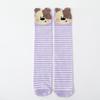 Calcetines Altos para Niña con Rayas de Animales, Calcetines Altos para Niño, Calcetines Altos de Zorro, Serie Animal de Color Morado y Rosa