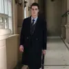 2025 Nova Jaqueta Masculina de Lã Pura Dupla Face Outono e Inverno Slim Moderna de Comprimento Médio Top