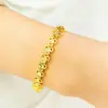 Pulsera de imitación de oro de 8 mm chapada en oro de 24 quilates, joyería nupcial de imitación de oro para mujer, estilo étnico, con forma de corazón de flor.