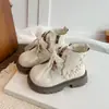 Botines tipo Martin para Niñas con Lazo 2026 Otoño con Adorno de Encaje de Perlas Suela Suave Cierre Lateral Botines Cortos para Niños Mayores