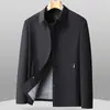 Jaqueta masculina de seda de leite atacado de fábrica, estilo fino para primavera e outono, casaco casual de negócios com gola virada, jaqueta executiva masculina