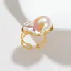 Anillo de Acero Inoxidable con Perla Chapado en Oro 18K Estilo Ins Nicho Lujo Accesible Anillo Vintage de Gama Alta Vintage