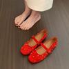 Zapatos Mary Jane de Hada Suave 2025 Nuevos Dulces Franceses de Ante Remache Punta Cuadrada Boca Baja Hebilla de una Línea Zapatos de Noche