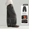 Calça Curva Forrada com Fleece para Meninos 2026 Outono e Inverno Nova Calça Casual Infantil para Crianças Maiores Calça de Moletom Espessa de Inverno Tendência
