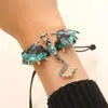 Pulseira Tecida à Mão com Dragão de Esmalte Vintage de Nicho Pulseira de Dragão Cravejada com Diamantes Transfronteiriça Europeia e Americana Joia Versátil Personalizada para Homens