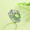 Anillo Fresco Floral Dulce de Nuevo Estilo para Mujeres, Anillo Abierto de Planta, Anillo Regalo de Celebridad de Internet de Lujo Ligero para Mujeres