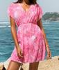 Novo Maiô Feminino Saída de Praia Estampada Gaze Transparente Roupa de Banho Exterior Estilo Férias Saia Cover-Up Solta Afinando a Cintura
