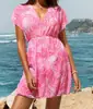 2027 Roupa de Banho Manga Curta Europeia e Americana Amazon Cover-Up, Malha Cincha Cintura Vestido de Banho Feminino de Alta Qualidade