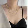 Corrente de osso de cobra leve e luxuosa, estilo europeu e americano, colar de camada dupla, corrente de osso de cobra da moda feminina, decote em V, joia de aço titânio