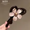 Pinza grande para el pelo con forma de corazón dulce estilo coreano, exquisita pinza para recogidos en la parte trasera de la cabeza, accesorio para el pelo de pinza de tiburón floral romántico para mujer