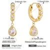 Pendientes Jieding de acero de titanio con pedrería de colores y colgantes de circonita, accesorios para orejas de acero inoxidable, sensación de lujo ligero y alta gama, venta al por mayor transfronteriza