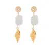 Pendientes de Perla Barroca y Concha Estilo Retro Europeo y Americano con Ambiente Festivo, Elegantes Accesorios de Animales Marinos para Orejas