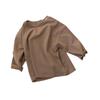 Novos Tops Casuais de Algodão de Cor Sólida para Primavera e Outono para Bebês e Crianças Pequenas, Manga Longa, Unissex, Gola Redonda Macia, Masculino e Feminino